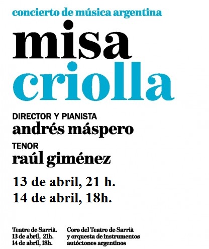 CONCIERTO DE MUSICA CRIOLLA: MISA CRIOLLA CON ARTISTAS DE FAMA MUNDIAL